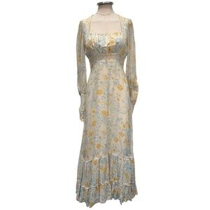 Vintage Gunne Sax 1970s Floral Prairie Maxi Dress Size Small